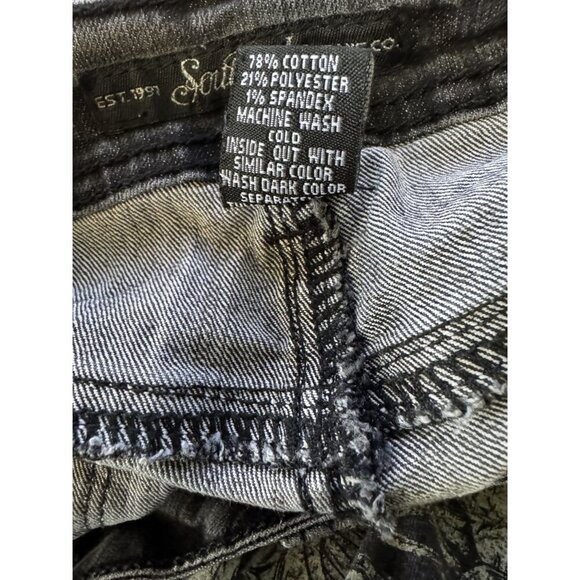 Vintage Southpole Distressed Black Jeans Bling Spell Out Logo Juniors Women's 13 - Picture 7 of 7